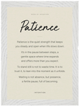Patience Word of Intention Framed print 21x29.7 cm / 8x12" White frame Linen paper