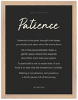 Patience Word of Intention Framed print 30x40 cm / 12x16″ Wood frame Carbon paper