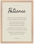 Patience Word of Intention Framed print 30x40 cm / 12x16″ Wood frame Linen paper