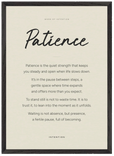 Patience Word of Intention Framed print A3 (29.7 x 42 cm) Black frame Linen paper