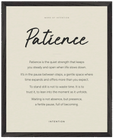 Patience Word of Intention Framed print 40x50 cm / 16x20″ Black frame Linen paper