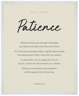 Patience Word of Intention Framed print 40x50 cm / 16x20″ White frame Linen paper