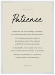 Patience Word of Intention Framed print A2 (42 x 59.4 cm) White frame Linen paper