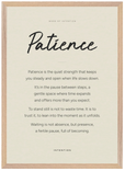 Patience Word of Intention Framed print A2 (42 x 59.4 cm) Wood frame Linen paper