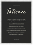 Patience Word of Intention Framed print 50x70 cm / 20x28″ White frame Carbon paper