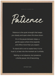Patience Word of Intention Framed print 50x70 cm / 20x28″ Wood frame Carbon paper