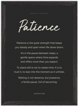 Patience Word of Intention Framed print A1 (59.4 x 84.1 cm) Black frame Carbon paper