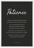 Patience Word of Intention Framed print A1 (59.4 x 84.1 cm) White frame Carbon paper