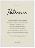 Patience Word of Intention Framed print A1 (59.4 x 84.1 cm) White frame Linen paper