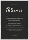 Patience Word of Intention Framed print 70x100 cm / 28x40″ White frame Carbon paper