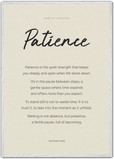 Patience Word of Intention Framed print 70x100 cm / 28x40″ White frame Linen paper