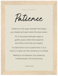 Patience Word of Intention Framed print 13x18 cm / 5x7″ Wood frame Linen paper