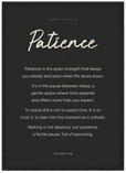 Patience Word of Intention Framed print A3 (29.7 x 42 cm) Black frame Carbon paper