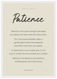 Patience Word of Intention Framed print A3 (29.7 x 42 cm) White frame Linen paper