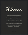 Patience Word of Intention Framed print 40x50 cm / 16x20″ Black frame Carbon paper