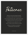 Patience Word of Intention Framed print 40x50 cm / 16x20″ White frame Carbon paper