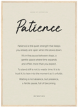 Patience Word of Intention Framed print 50x70 cm / 20x28″ Wood frame Linen paper