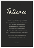Patience Word of Intention Framed print 70x100 cm / 28x40″ White frame Carbon paper