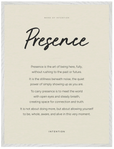 Presence Word of Intention Framed print 60x80 cm / 24x32″ White frame Linen paper