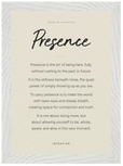 Presence Word of Intention Framed print 21x29.7 cm / 8x12" White frame Linen paper