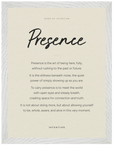 Presence Word of Intention Framed print 30x40 cm / 12x16″ White frame Linen paper