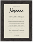 Presence Word of Intention Framed print A3 (29.7 x 42 cm) Black frame Linen paper