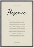 Presence Word of Intention Framed print A1 (59.4 x 84.1 cm) Black frame Linen paper