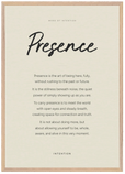 Presence Word of Intention Framed print A1 (59.4 x 84.1 cm) Wood frame Linen paper