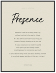 Presence Word of Intention Framed print 60x80 cm / 24x32″ Black frame Linen paper