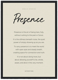 Presence Word of Intention Framed print A3 (29.7 x 42 cm) Black frame Linen paper
