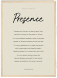 Presence Word of Intention Framed print A3 (29.7 x 42 cm) Wood frame Linen paper