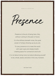 Presence Word of Intention Framed print 50x70 cm / 20x28″ Dark wood frame Linen paper