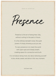 Presence Word of Intention Framed print 50x70 cm / 20x28″ Wood frame Linen paper