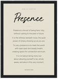 Presence Word of Intention Framed print A1 (59.4 x 84.1 cm) Black frame Linen paper