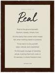 Real Word of Intention Framed print 13x18 cm / 5x7″ Dark wood frame Linen paper