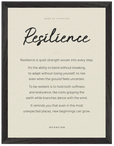 Resilience Word of Intention Framed print 30x40 cm / 12x16″ Black frame Linen paper
