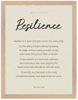 Resilience Word of Intention Framed print 30x40 cm / 12x16″ Wood frame Linen paper