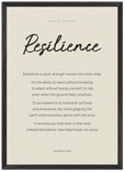 Resilience Word of Intention Framed print A2 (42 x 59.4 cm) Black frame Linen paper