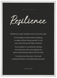 Resilience Word of Intention Framed print 50x70 cm / 20x28″ White frame Carbon paper