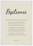 Resilience Word of Intention Framed print 50x70 cm / 20x28″ White frame Linen paper