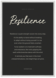 Resilience Word of Intention Framed print A1 (59.4 x 84.1 cm) White frame Carbon paper
