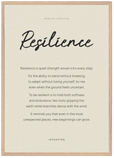 Resilience Word of Intention Framed print A1 (59.4 x 84.1 cm) Wood frame Linen paper