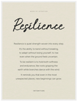 Resilience Word of Intention Framed print 60x80 cm / 24x32″ White frame Linen paper