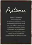 Resilience Word of Intention Framed print A3 (29.7 x 42 cm) Dark wood frame Carbon paper