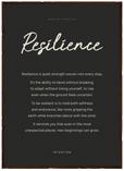 Resilience Word of Intention Framed print 50x70 cm / 20x28″ Dark wood frame Carbon paper