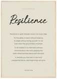 Resilience Word of Intention Framed print 50x70 cm / 20x28″ Wood frame Linen paper