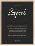 Respect Word of Intention Framed print 60x80 cm / 24x32″ Wood frame Carbon paper
