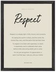 Respect Word of Intention Framed print 30x40 cm / 12x16″ Black frame Linen paper
