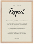 Respect Word of Intention Framed print 30x40 cm / 12x16″ Wood frame Linen paper