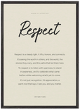 Respect Word of Intention Framed print 50x70 cm / 20x28″ Black frame Linen paper